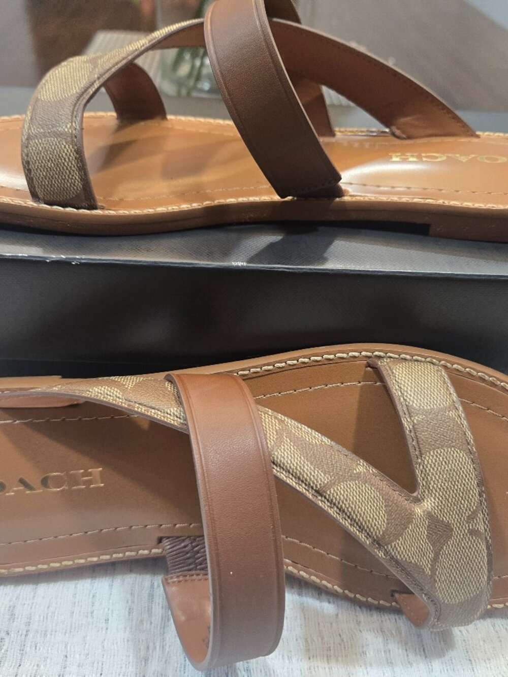 Coach Harlan khaki & brown sandals